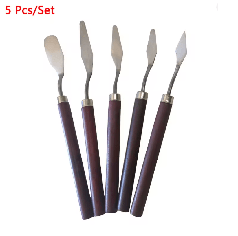 Stainless Steel Palette Knife Set | Flexible Blades, Wooden Handles, 1-7 Piece Options | Oil, Acrylic and Cake Decorating 6