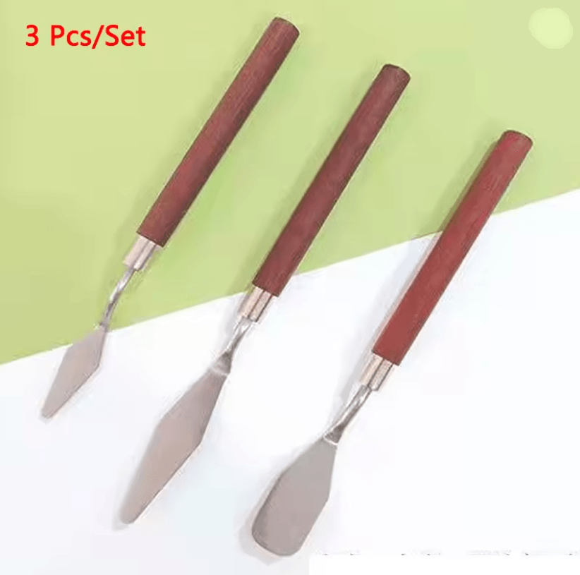 Stainless Steel Palette Knife Set | Flexible Blades, Wooden Handles, 1-7 Piece Options | Oil, Acrylic and Cake Decorating 5