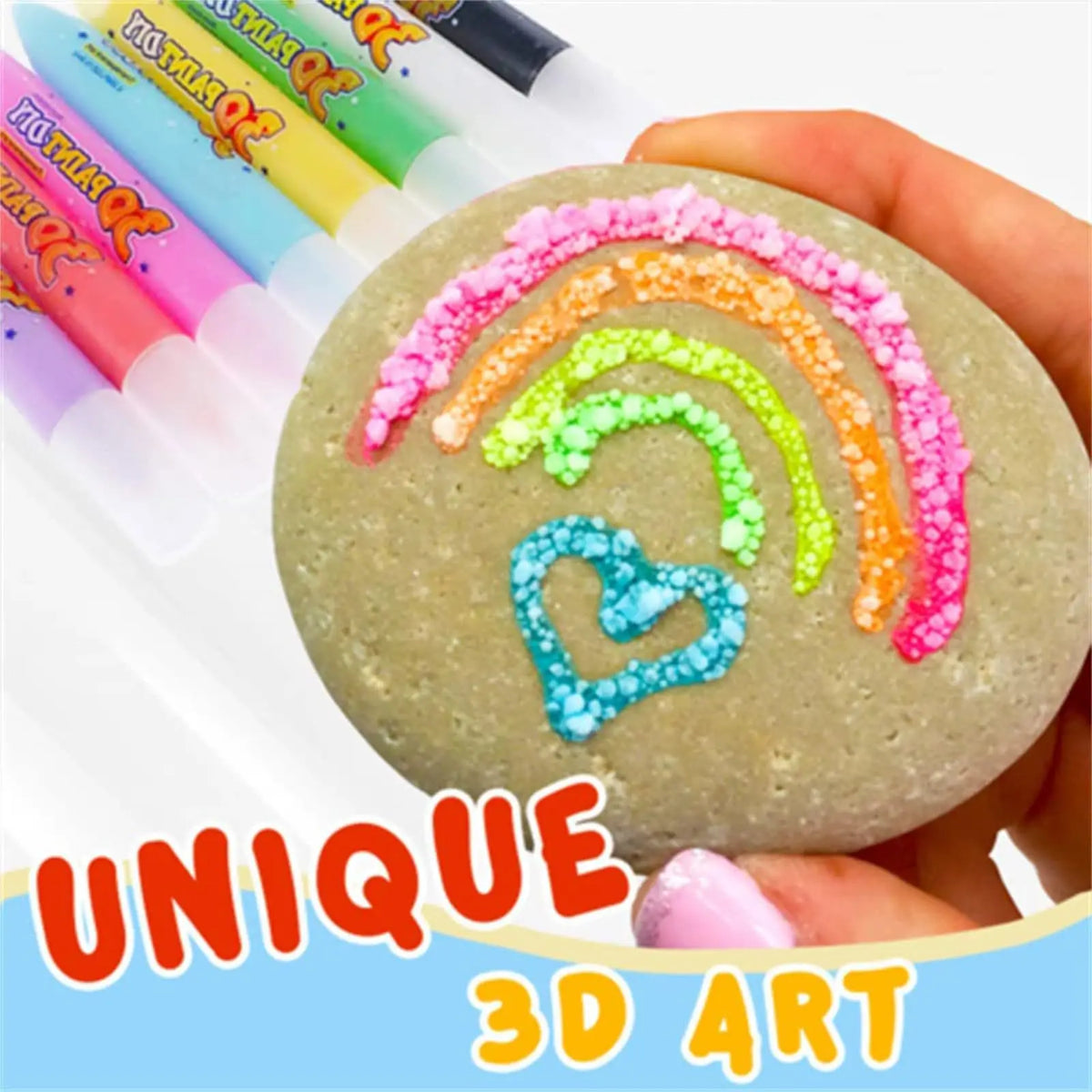 3D Bubble Pen Set 6-Count | Expanding Foam Ink Markers | Raised Textured 3D Drawing for Kids' Craft and Journaling Play 3