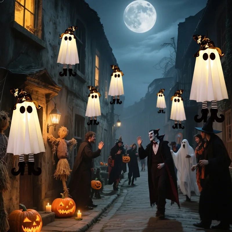 LED Light Up Witch Ghost Hanging Decoration | Halloween Glow Effect | Lightweight Weather Resistant Indoor Outdoor Décor 2