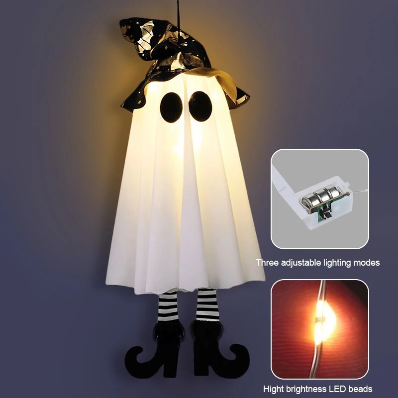 LED Light Up Witch Ghost Hanging Decoration | Halloween Glow Effect | Lightweight Weather Resistant Indoor Outdoor Décor 6