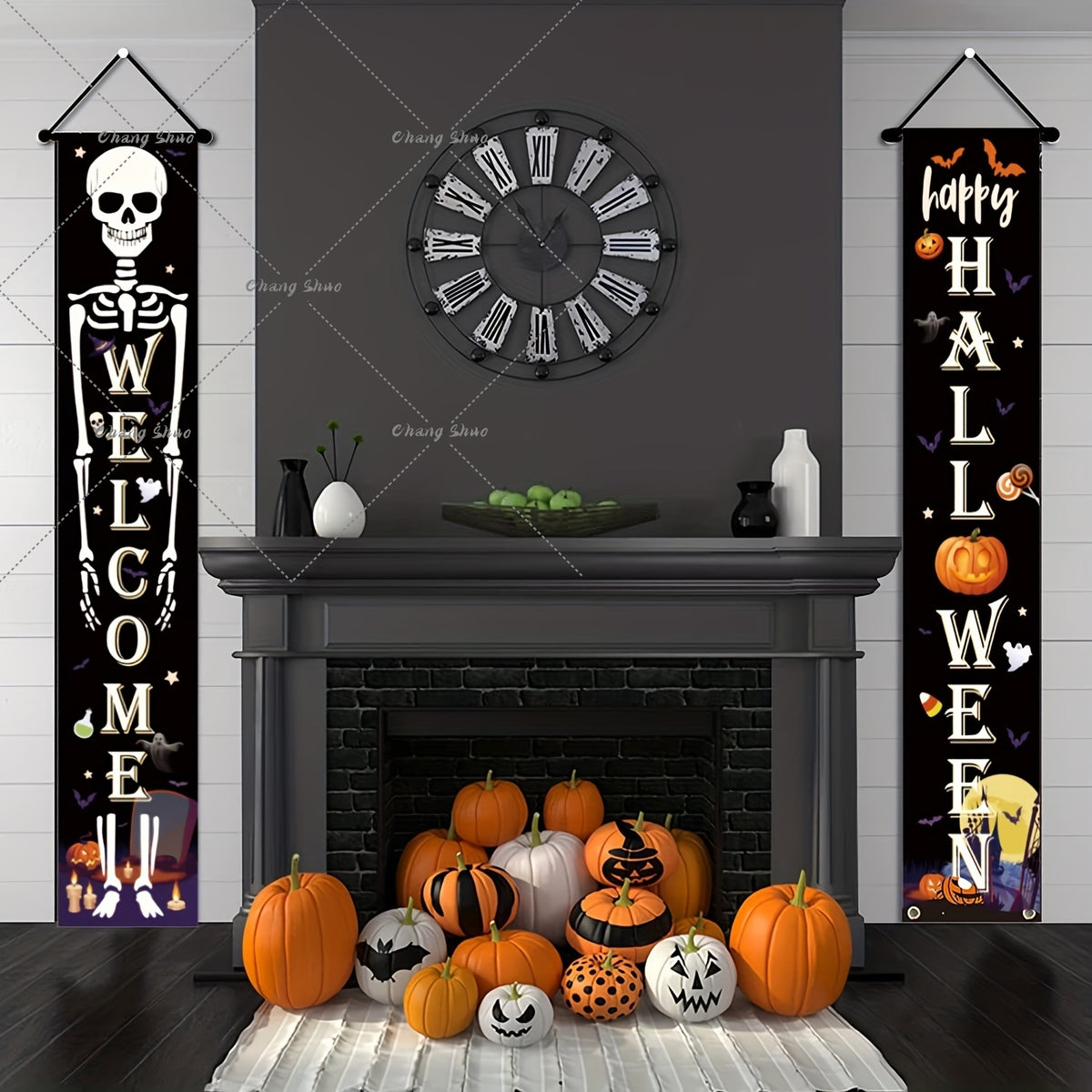 Halloween Hanging Door Curtain Banner | Pumpkin and Ghost Design, Pre-Assembled and Reusable | Trick or Treat Party Décor 2
