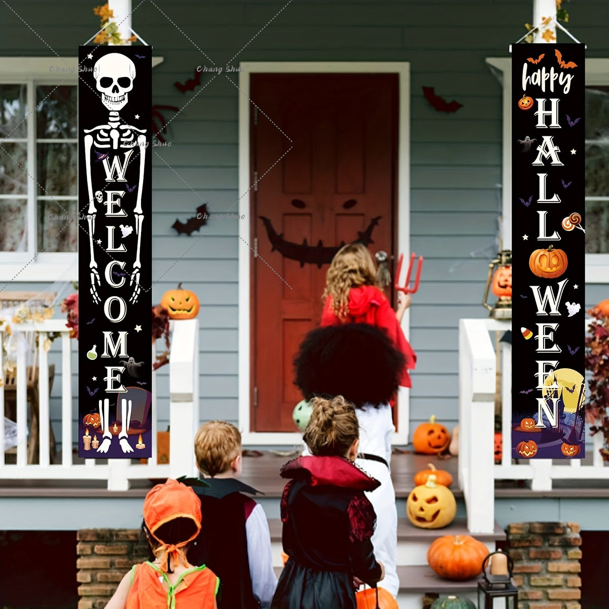 Halloween Hanging Door Curtain Banner | Pumpkin and Ghost Design, Pre-Assembled and Reusable | Trick or Treat Party Décor 5