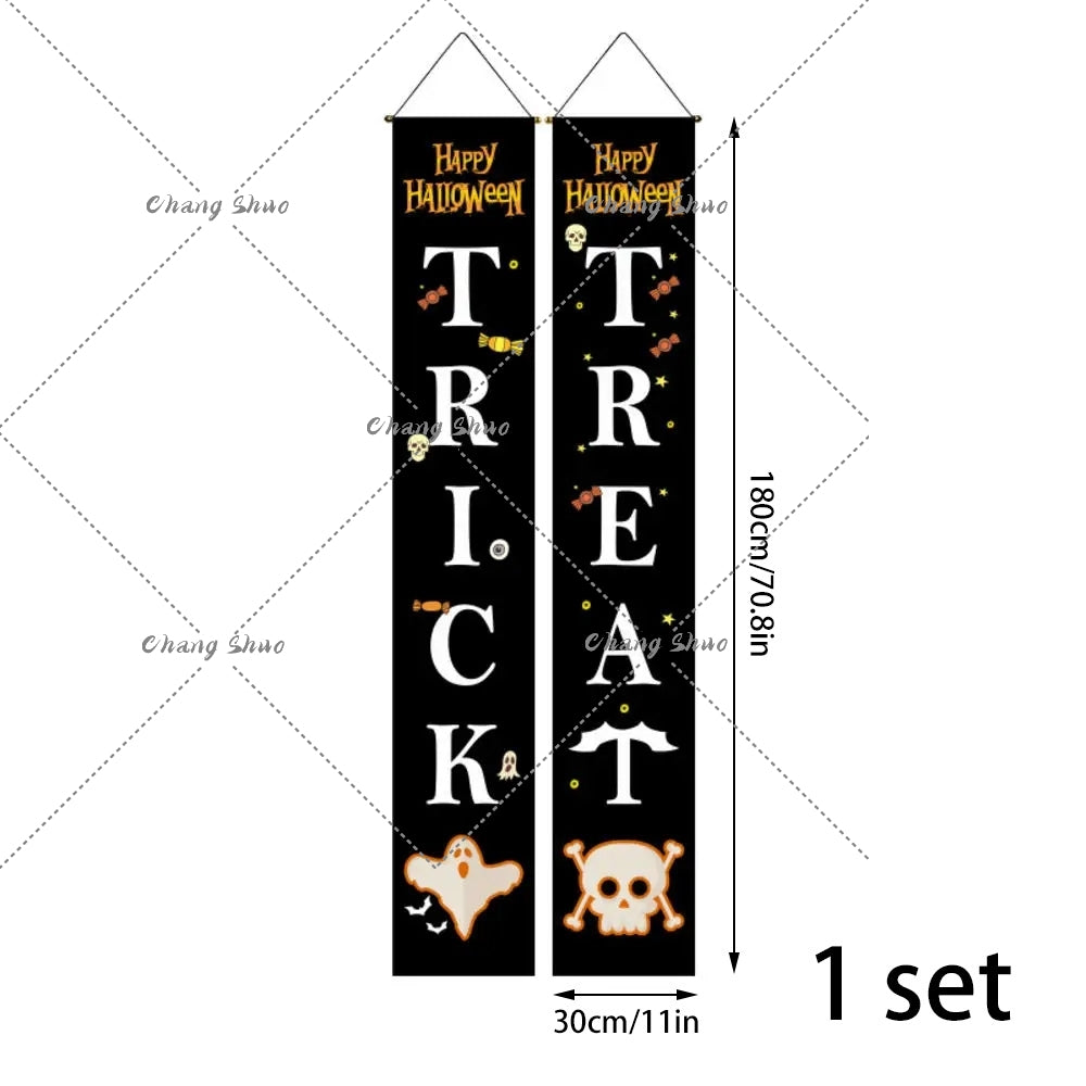Halloween Hanging Door Curtain Banner | Pumpkin and Ghost Design, Pre-Assembled and Reusable | Trick or Treat Party Décor 9