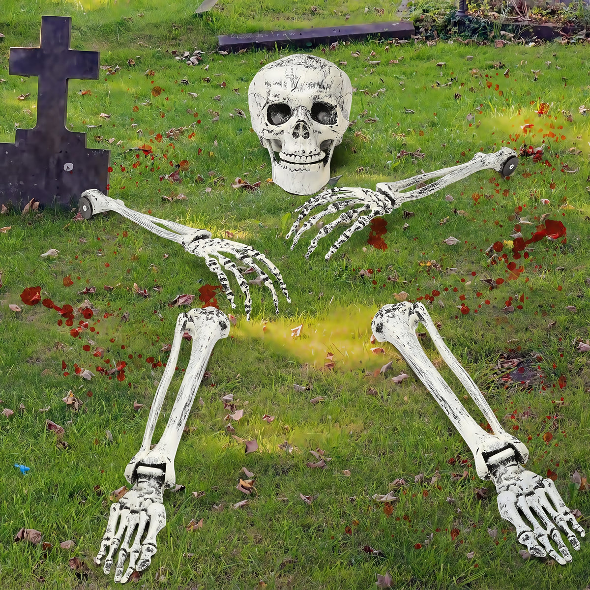 Skeleton Stake Decorations Halloween | Realistic Arm and Leg Bones | Weather-Resistant Reusable Outdoor Garden Stakes 4