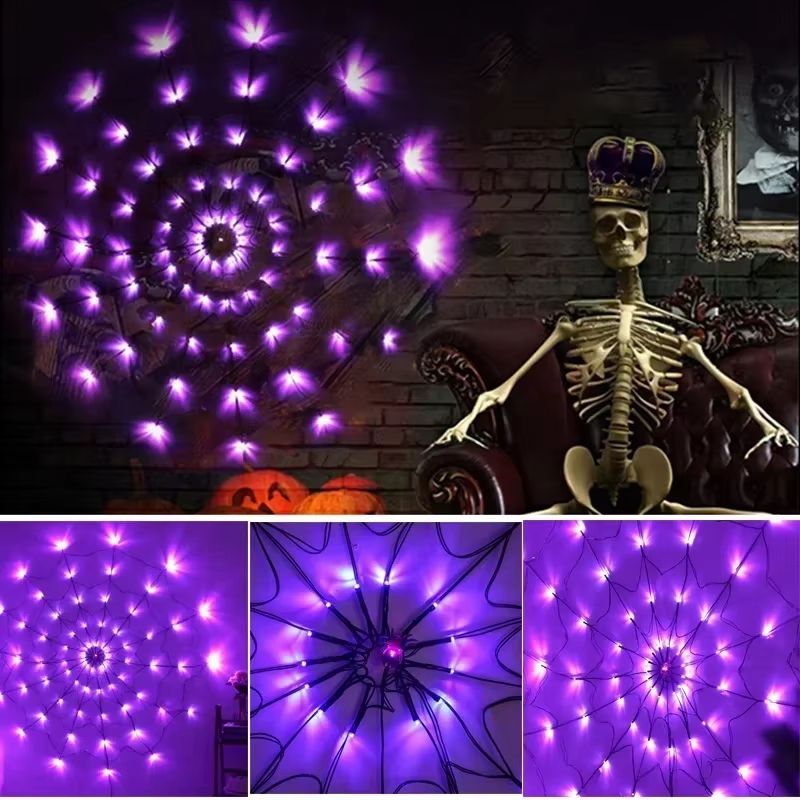 LED Spider Web String Lights Halloween Decoration | Energy-Efficient Indoor Outdoor Use | Flexible Spooky Web Design 3
