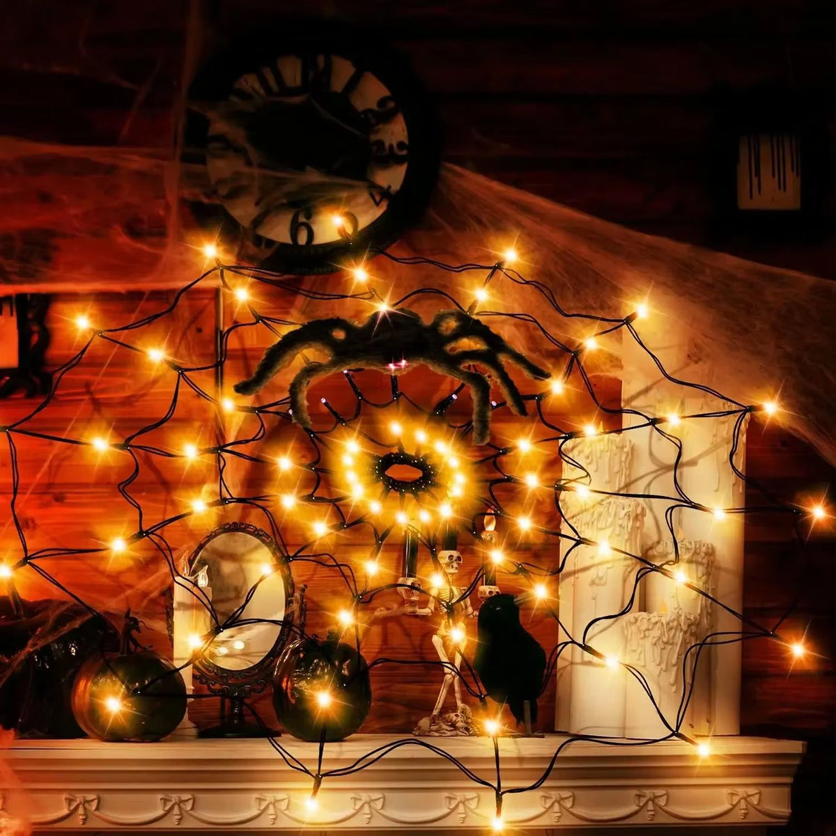 LED Spider Web String Lights Halloween Decoration | Energy-Efficient Indoor Outdoor Use | Flexible Spooky Web Design 4