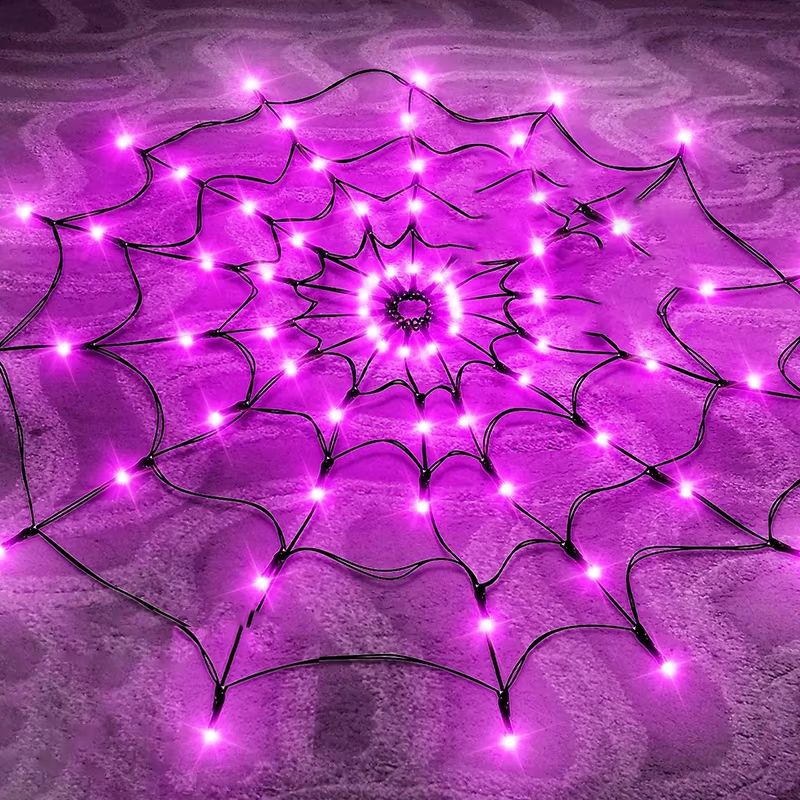LED Spider Web String Lights Halloween Decoration | Energy-Efficient Indoor Outdoor Use | Flexible Spooky Web Design 9