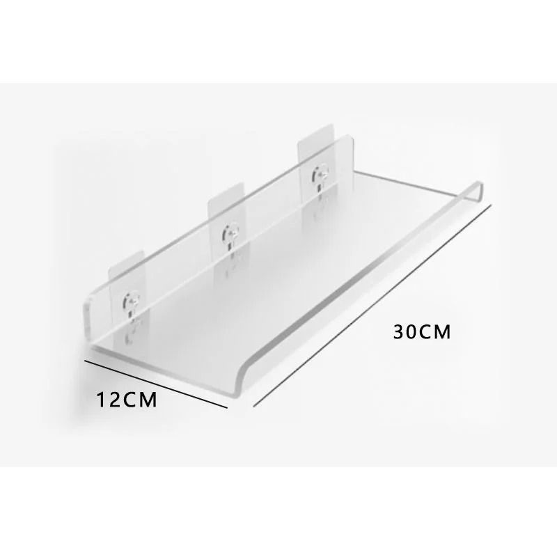 Acrylic Wall Storage Rack | No-Drill Strong Adhesive Mount for Bathroom & Kitchen | Clear Panel Saves Counter Space 12