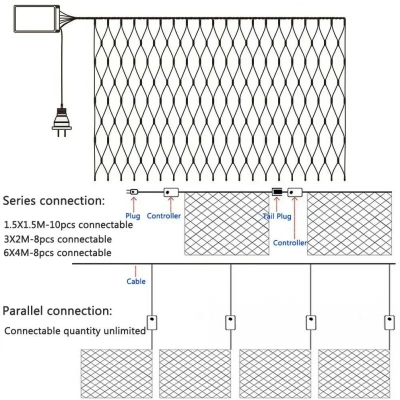 LED Net Mesh Fairy Light Curtain | 8 Lighting Modes, Up to 672 LEDs | For Parties, Weddings and Halloween Décor 7