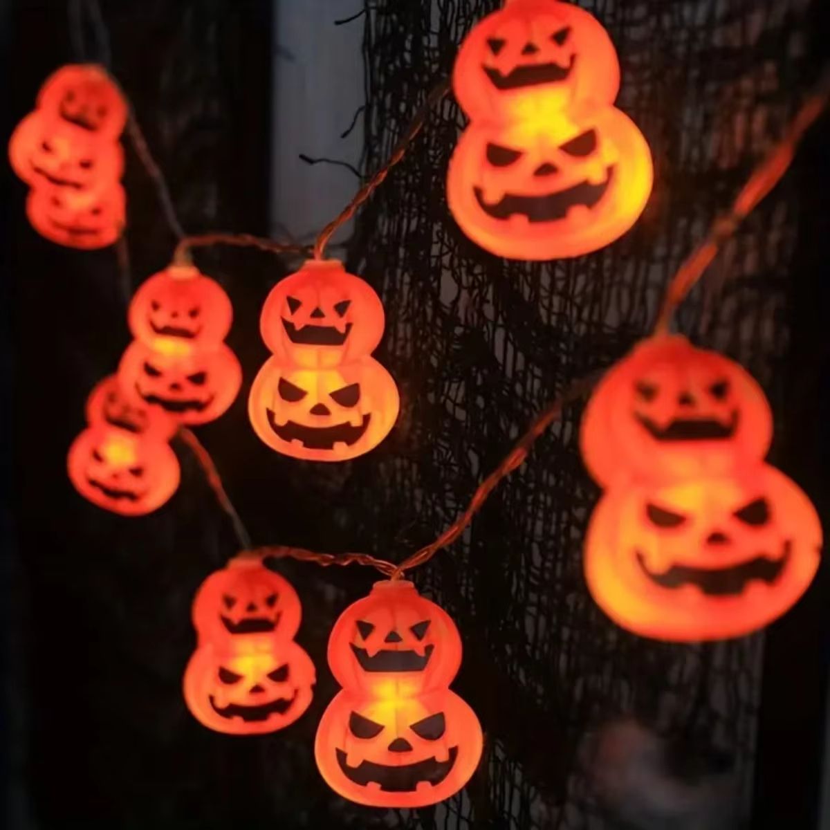 Pumpkin String Lights Halloween Decor | 10 or 20 LED Battery Powered | Weather-Resistant Indoor Outdoor Porch Garden Yard 1