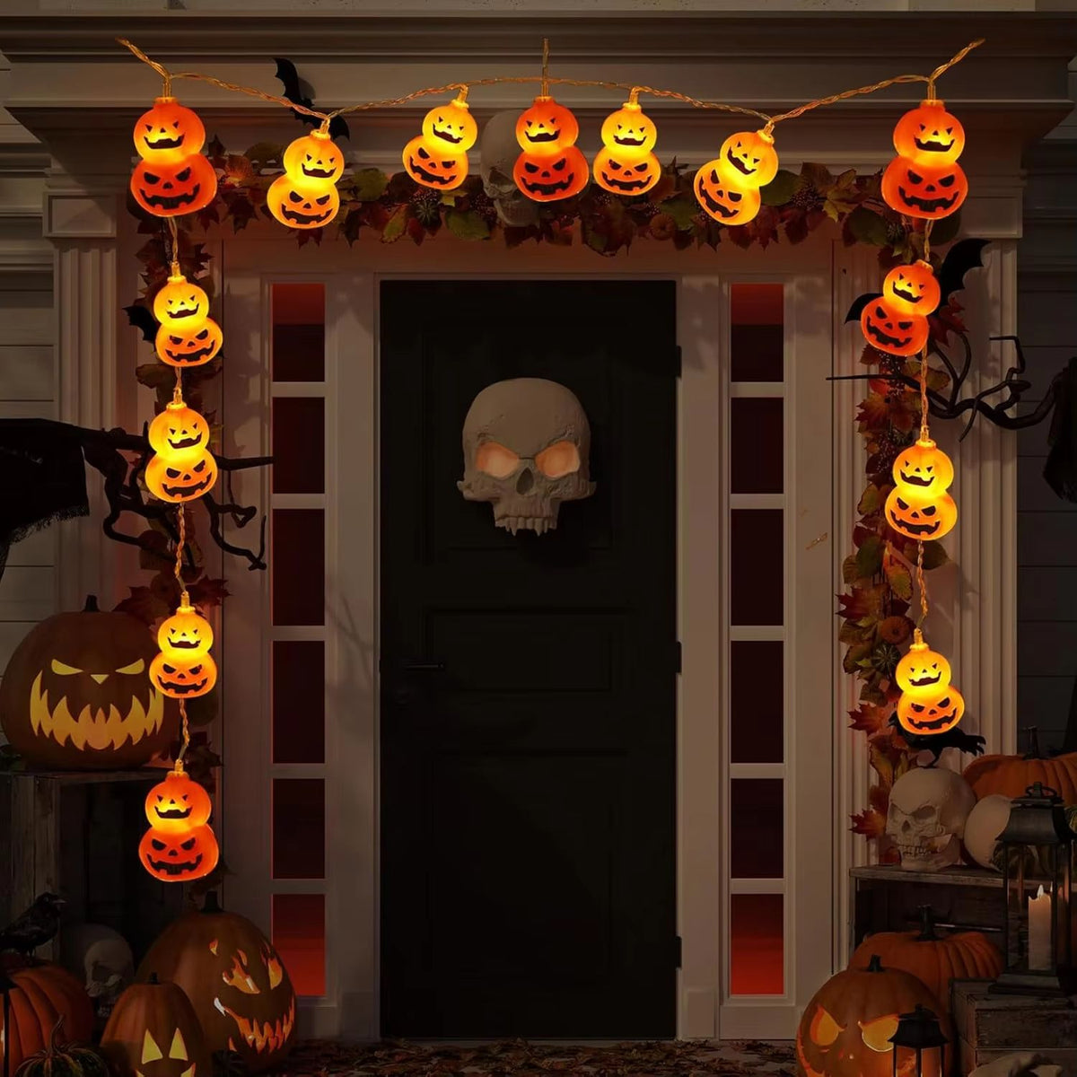 Pumpkin String Lights Halloween Decor | 10 or 20 LED Battery Powered | Weather-Resistant Indoor Outdoor Porch Garden Yard 5