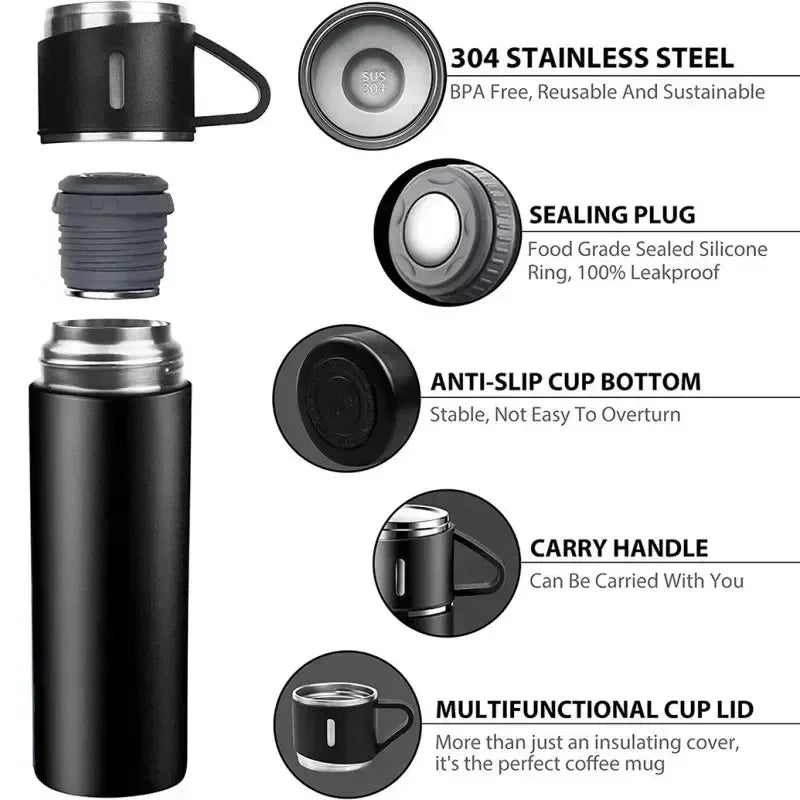 Vacuum Insulated Travel Mug Stainless Steel | 500ml Leak-Resistant Coffee Bottle | Keeps Drinks Hot or Cold for Hours 5