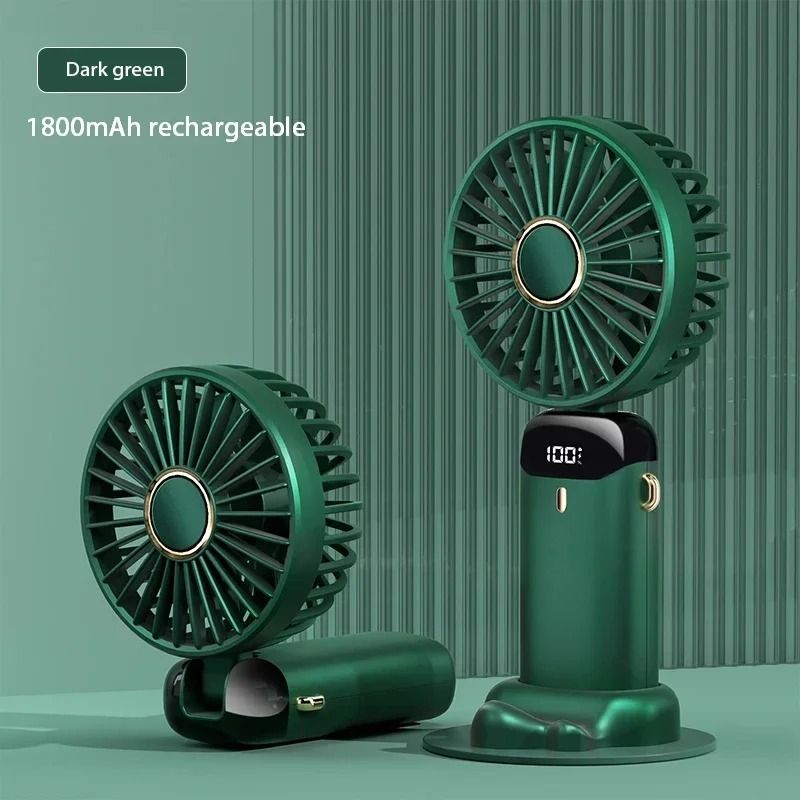 Foldable Neck Fan Handheld | 3-in-1 Desk Fan with LED Display and Phone Stand | 5-Speed Dual Battery USB Rechargeable 10