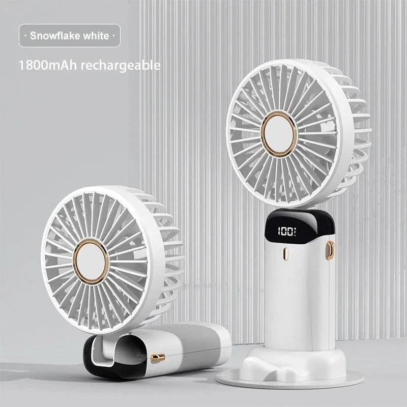 Foldable Neck Fan Handheld | 3-in-1 Desk Fan with LED Display and Phone Stand | 5-Speed Dual Battery USB Rechargeable 8
