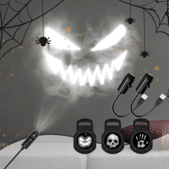 Halloween Skull Projection Night Light | Rotating Patterns for Walls & Ceilings | USB Powered, Multiple LED Modes 1