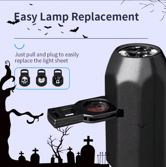 Halloween Skull Projection Night Light | Rotating Patterns for Walls & Ceilings | USB Powered, Multiple LED Modes 2