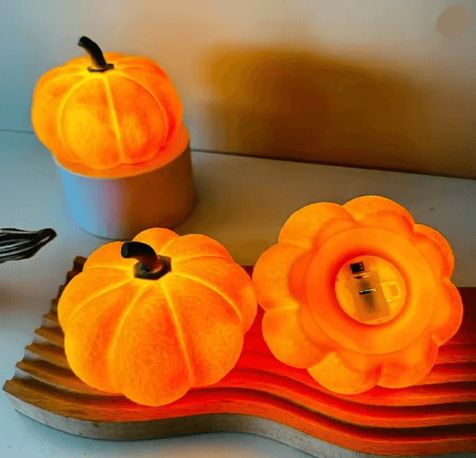 Halloween Pumpkin LED Night Light | Battery Powered Cordless Lantern | Warm Flicker-Like Glow for Cosy Fall Decor 3