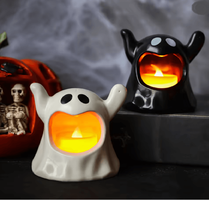 LED Ghost Candle Light Halloween Decoration | Flameless Flickering Battery Powered Light | Cool-Touch Safe Ambient Glow 1