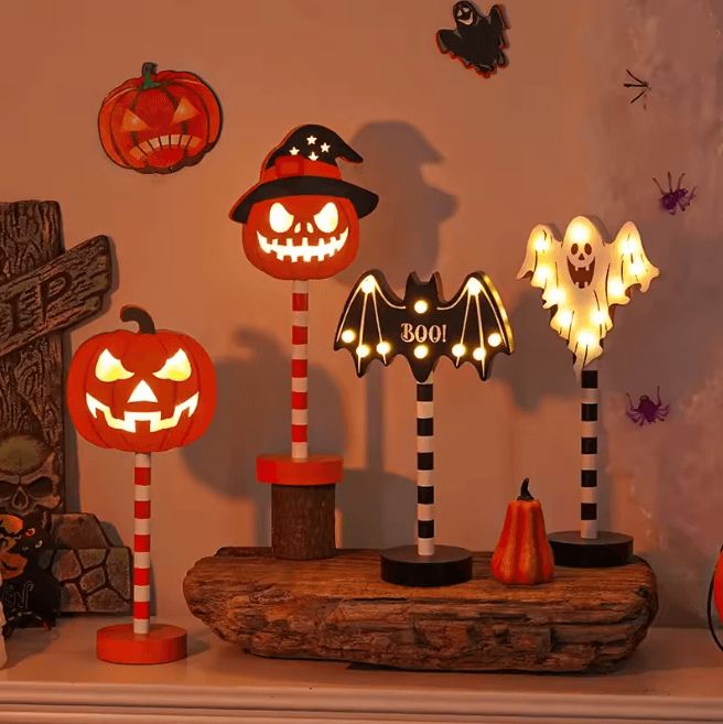 Halloween Pumpkin Ghost LED Night Light | Waterproof, Battery Powered | Cosy Glow for Porch, Garden & Indoor Decor 1