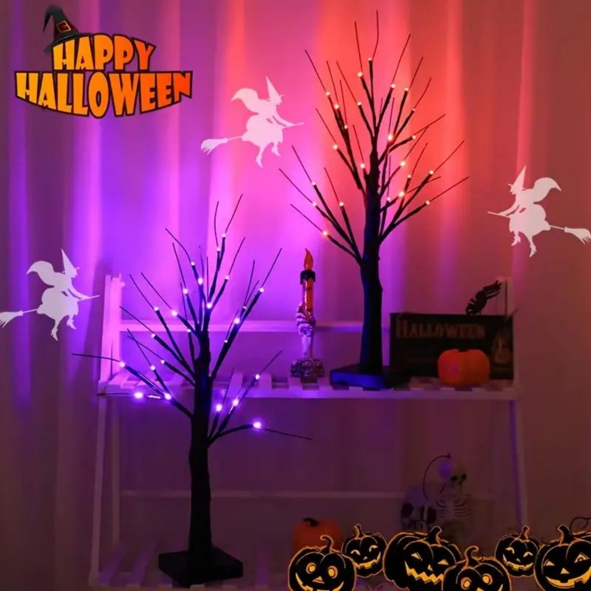 LED Branch Tree Light Halloween Decoration | 24 Bendable Light Branches | USB or Battery Powered Indoor Outdoor Décor 3