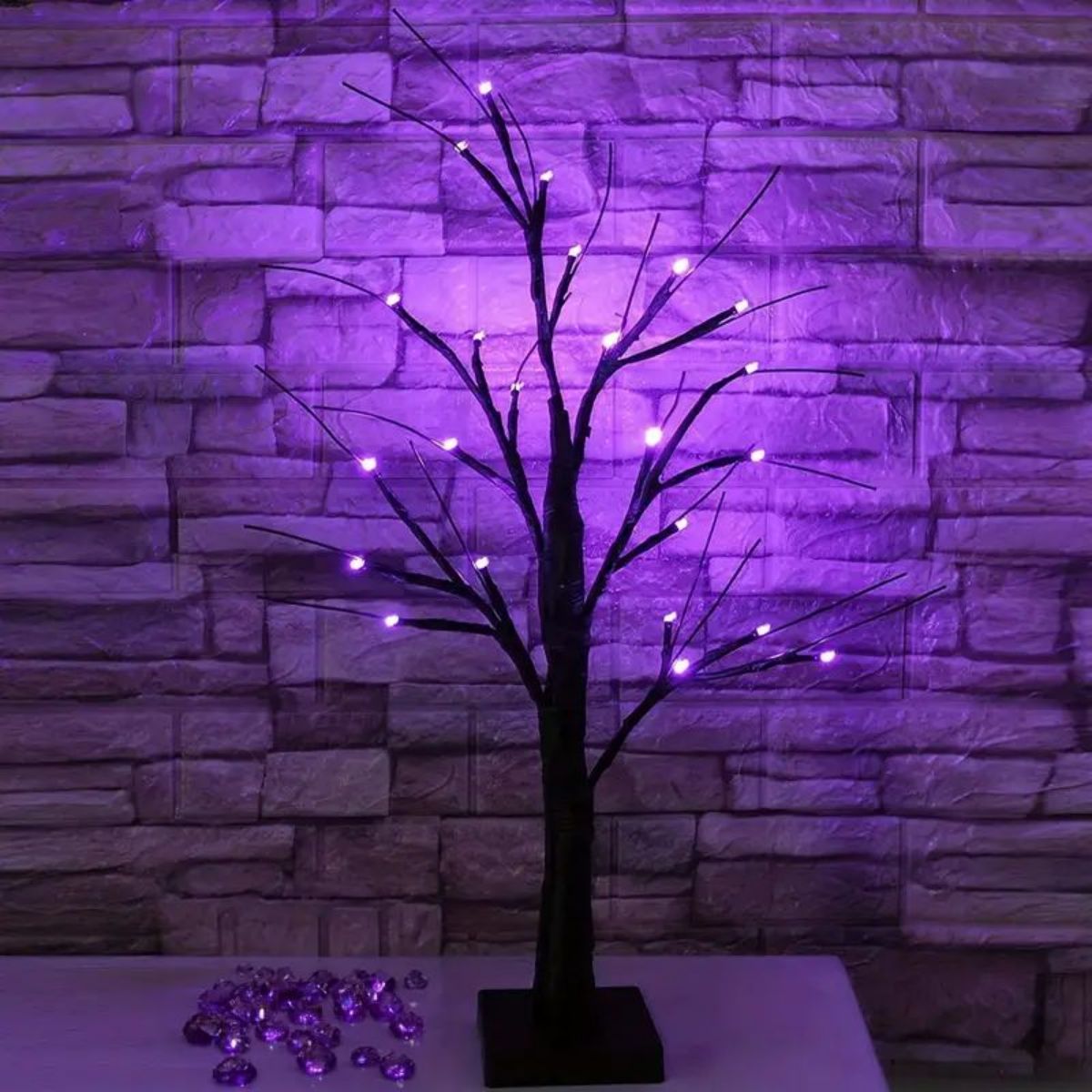 LED Branch Tree Light Halloween Decoration | 24 Bendable Light Branches | USB or Battery Powered Indoor Outdoor Décor 1