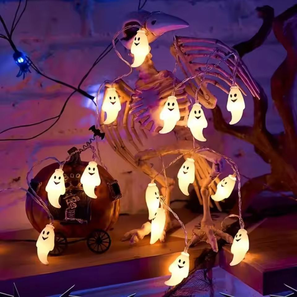 Halloween Ghost String Lights | 20-LED Battery Powered, No Plug Needed | Cordless Spooky Glow for Indoor & Outdoor Décor 2