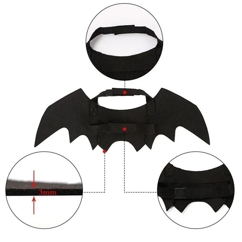 Pet Bat Wings Costume for Halloween | Adjustable Neck and Chest Straps for Cats and Small Dogs | Soft Lightweight Fabric 6