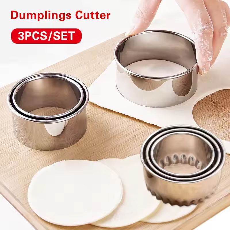 Round Cookie Cutter Set Stainless Steel | 3 Sizes with Rolled Edges | Dishwasher-Safe for Dough, Pastry & Ravioli 1