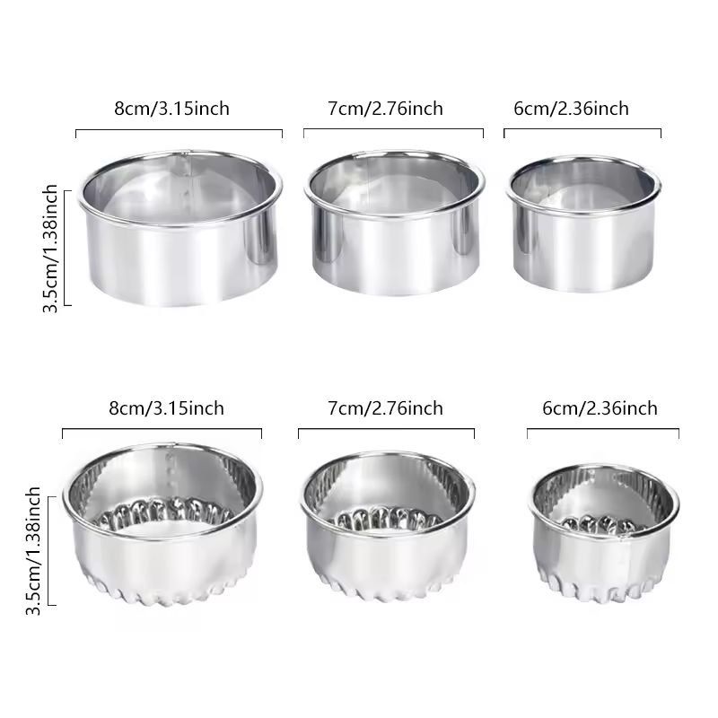 Round Cookie Cutter Set Stainless Steel | 3 Sizes with Rolled Edges | Dishwasher-Safe for Dough, Pastry & Ravioli 6