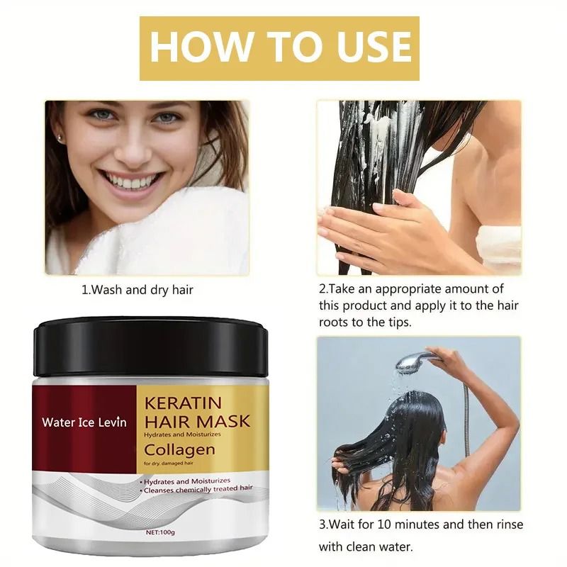 Collagen Keratin Hair Mask for Damaged Hair | 100g Deep Conditioning Treatment | Reduces Frizz, Strengthens Split Ends 7