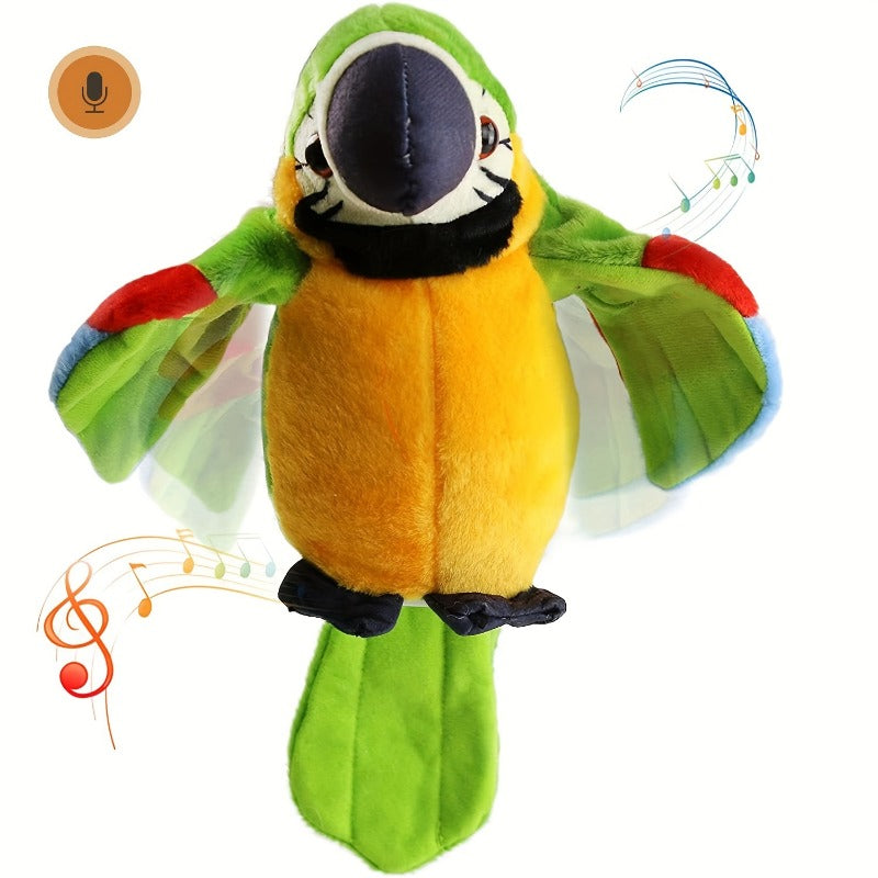 Talking Parrot Plush Toy | Records and Repeats Your Voice | Soft Cuddly Bird Toy for Playful Interactive Learning Fun 4