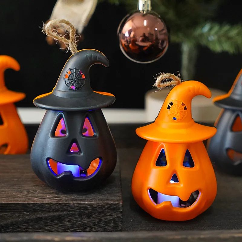 Pumpkin Skull LED Night Lantern Halloween Décor | Battery Powered Flameless Design | Portable Indoor Kids Room & Party Light 1