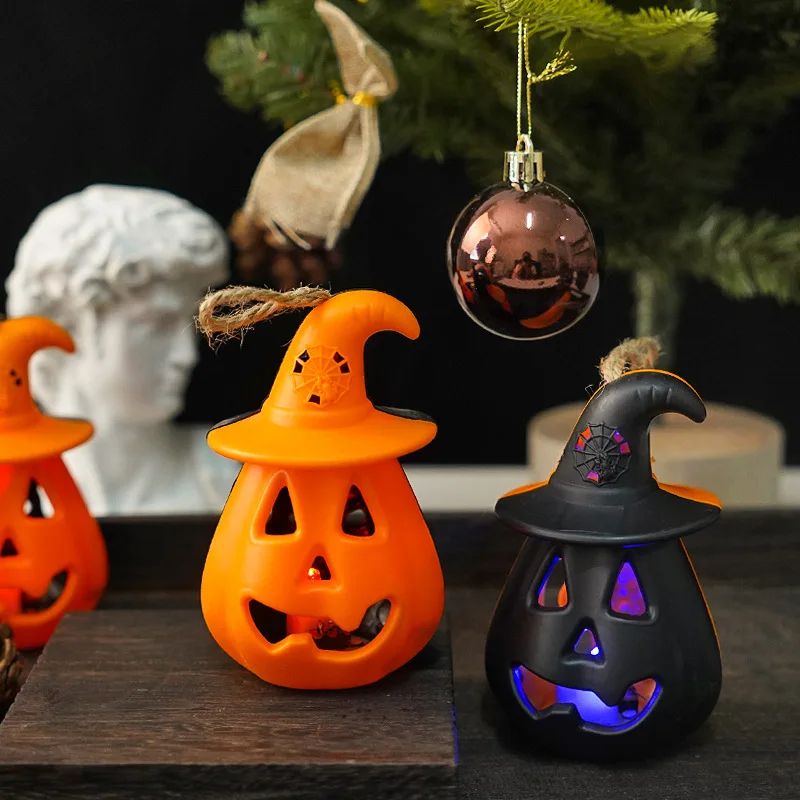 Pumpkin Skull LED Night Lantern Halloween Décor | Battery Powered Flameless Design | Portable Indoor Kids Room & Party Light 2