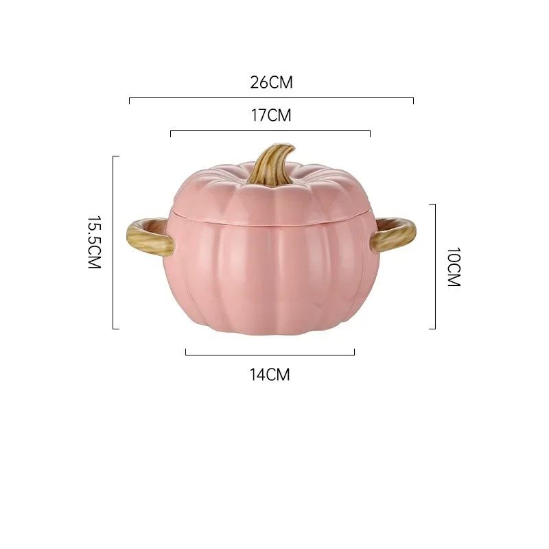 Ceramic Pumpkin Soup Bowl with Lid | Halloween Serving Pot with Side Handles | Keeps Soup, Ramen & Stew Warm Longer 8
