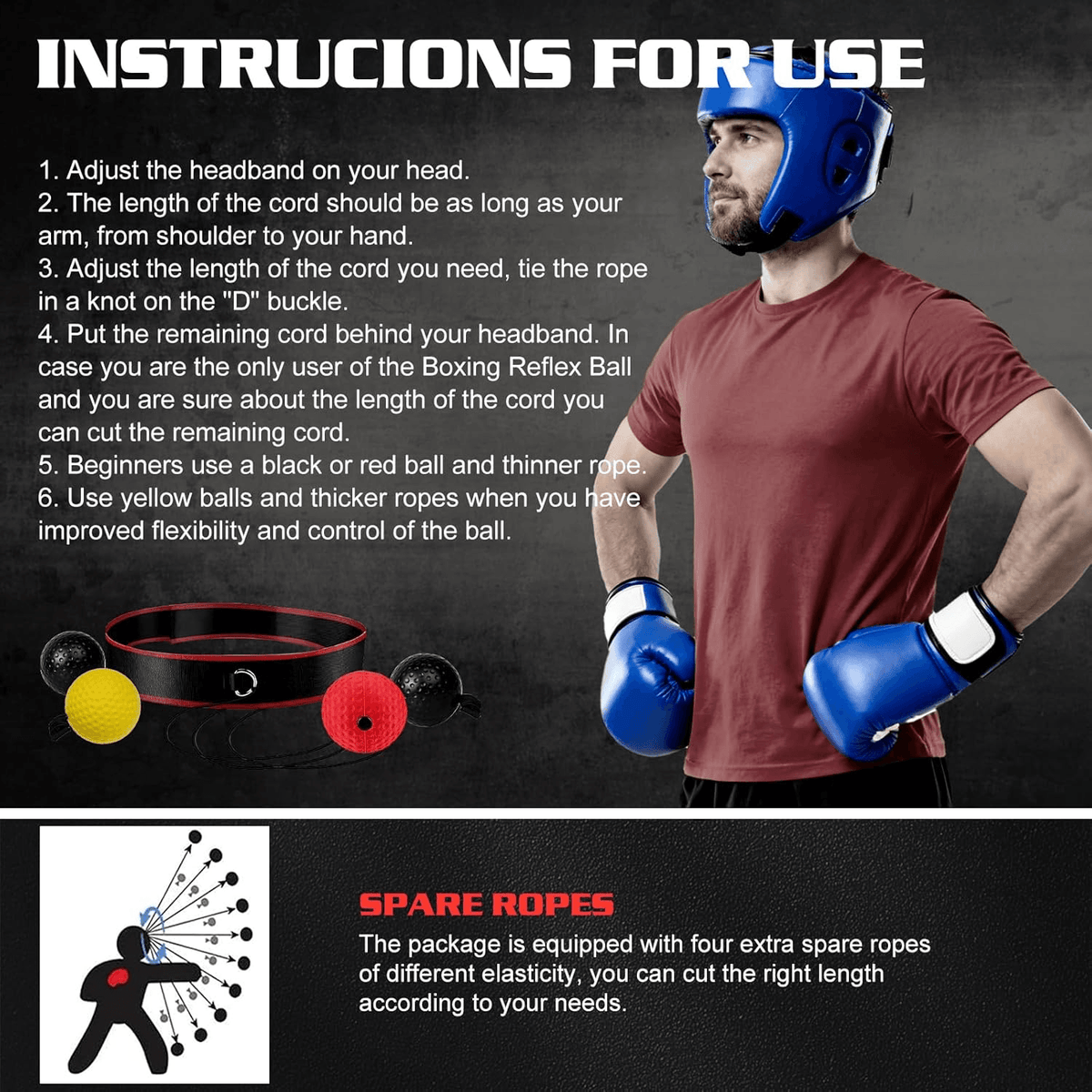 Boxing Reflex Ball Headband | Adjustable Fit for Adults and Kids | Improves Hand-Eye Coordination, Focus and Reflexes 6
