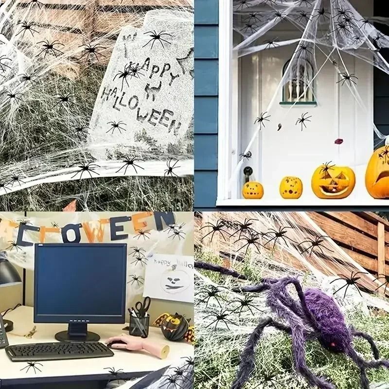 Spider Web Halloween Decoration | Stretchable Cotton Thread Webbing | Covers Large Areas for Instant Spooky Effect 9