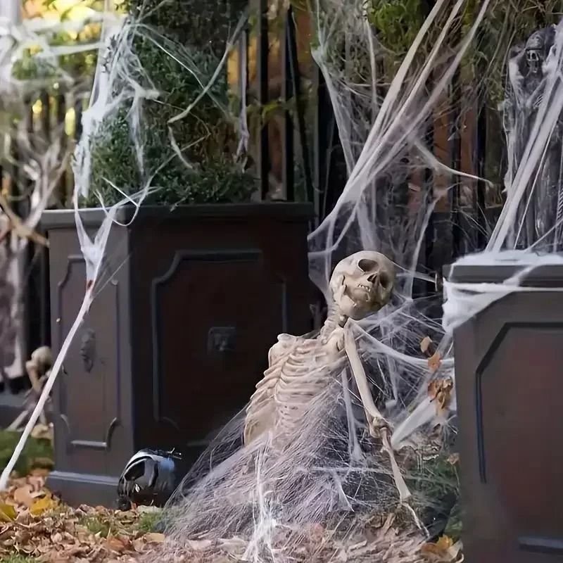 Spider Web Halloween Decoration | Stretchable Cotton Thread Webbing | Covers Large Areas for Instant Spooky Effect 10