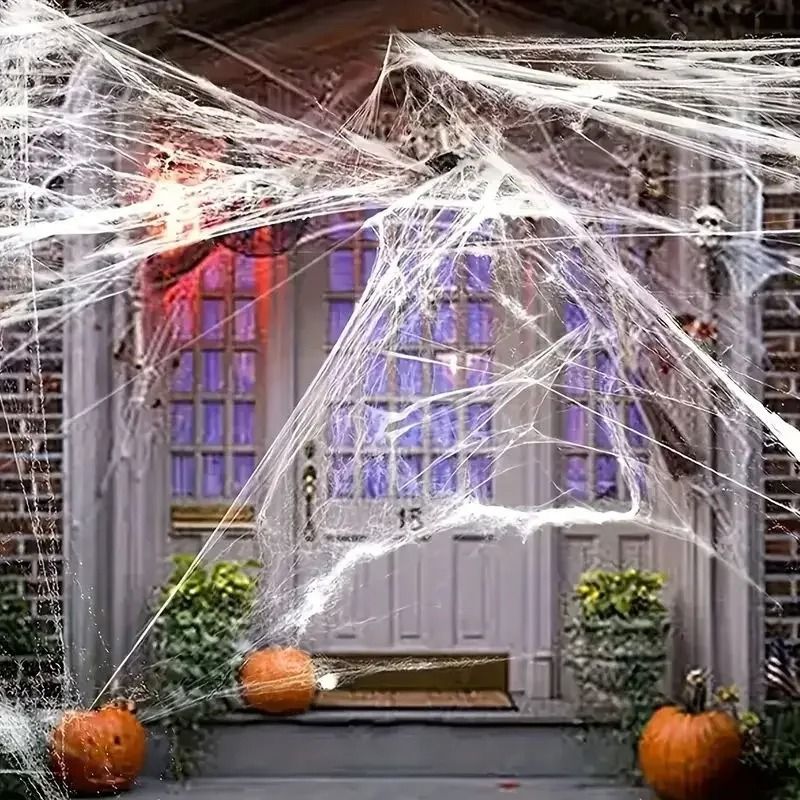 Spider Web Halloween Decoration | Stretchable Cotton Thread Webbing | Covers Large Areas for Instant Spooky Effect 11