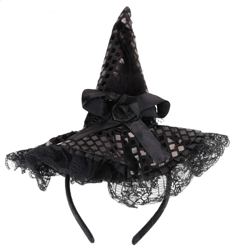 Gothic Witch Hat | Lace & Feather Detail 1