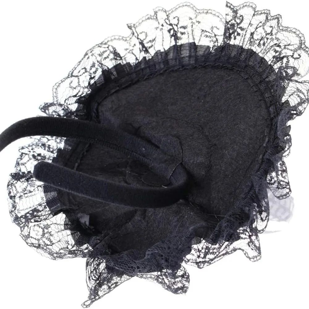 Gothic Witch Hat | Lace & Feather Detail 5