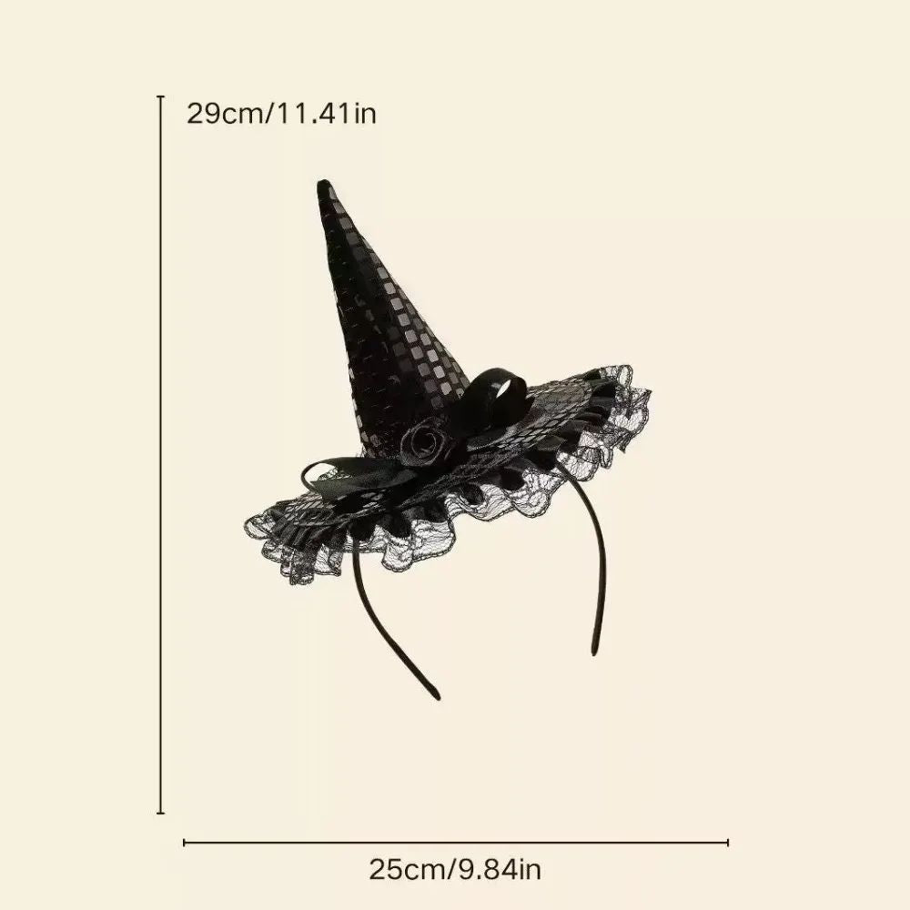 Gothic Witch Hat | Lace & Feather Detail 6