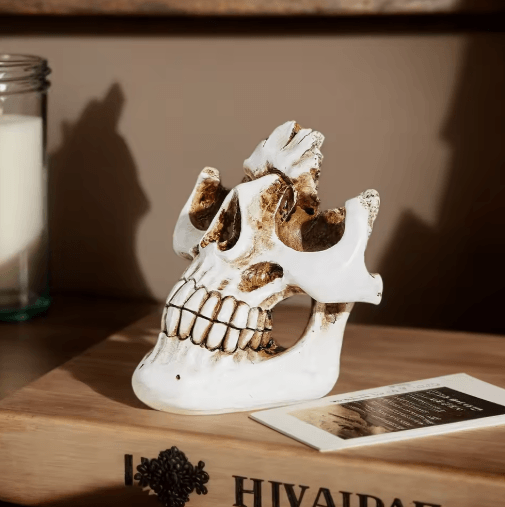 Skull Resin Glasses Holder | Halloween Decorative Storage Rack | Holds Eyeglasses & Sunglasses Securely on Desk or Shelf 6
