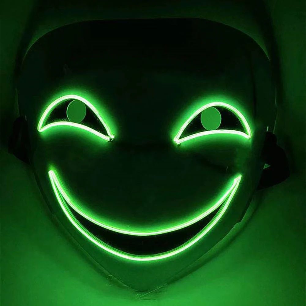 LED Clown Mask Halloween Costume | Light-Up Glowing Grin, Non-Flickering LED Lines | ABS Build, Battery Powered 4