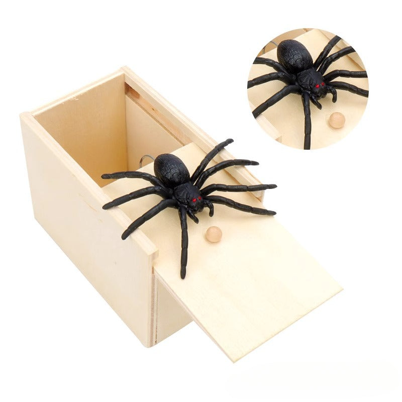 Spider Prank Box Halloween Toy | Hidden Pop-Up Spider Surprise Trick | Reusable Wooden Party Gag Gift Toy for All Ages 1