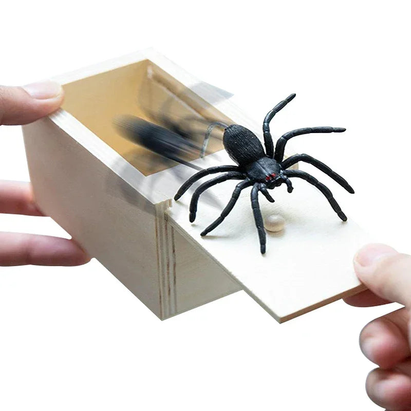 Spider Prank Box Halloween Toy | Hidden Pop-Up Spider Surprise Trick | Reusable Wooden Party Gag Gift Toy for All Ages 3