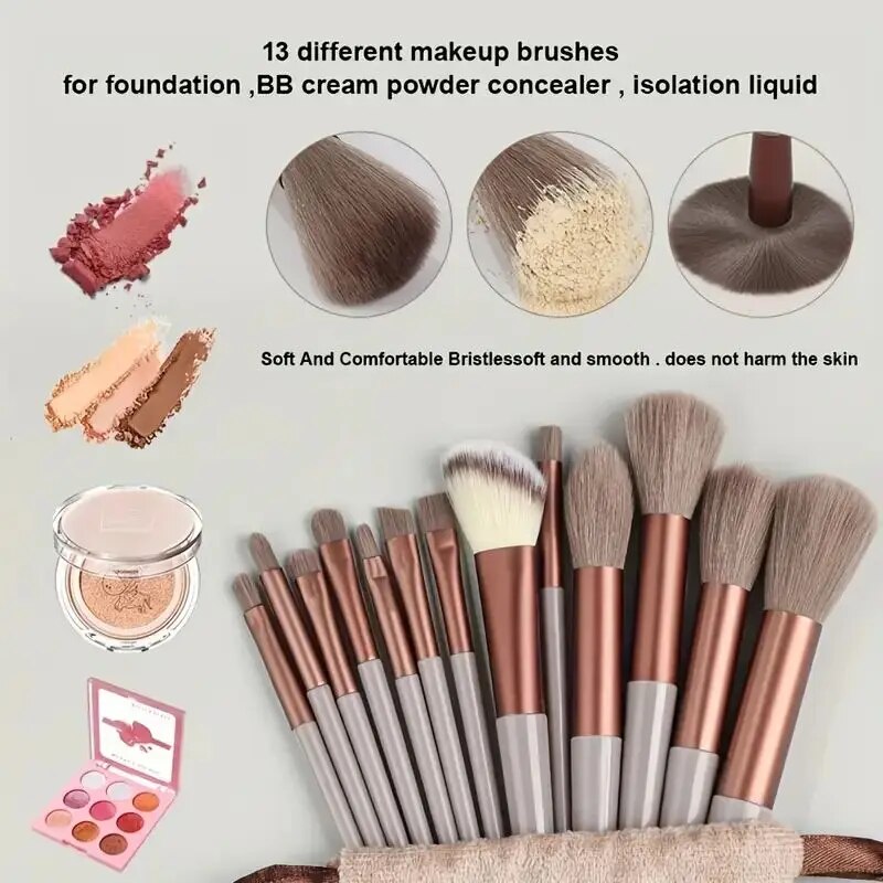 Makeup Brush Set for Women | 13-Piece Kabuki & Blending Brushes | Soft Fluffy Bristles for Flawless Foundation & Eyeshadow 4