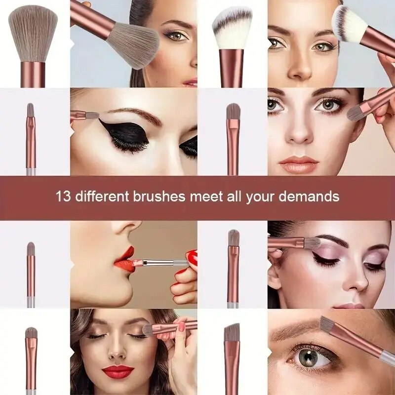 Makeup Brush Set for Women | 13-Piece Kabuki & Blending Brushes | Soft Fluffy Bristles for Flawless Foundation & Eyeshadow 8