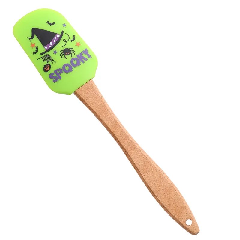 Silicone Baking Spatula Halloween Design | 5-Piece Set with Wooden Handles | Heat Resistant Non-Stick Scraper Tool 8