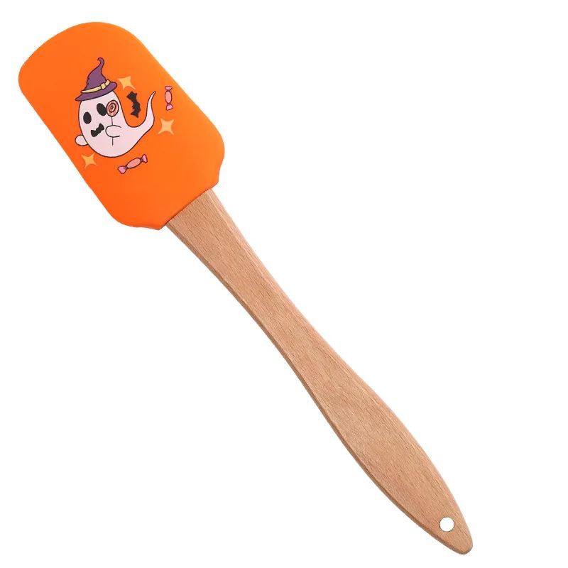 Silicone Baking Spatula Halloween Design | 5-Piece Set with Wooden Handles | Heat Resistant Non-Stick Scraper Tool 11